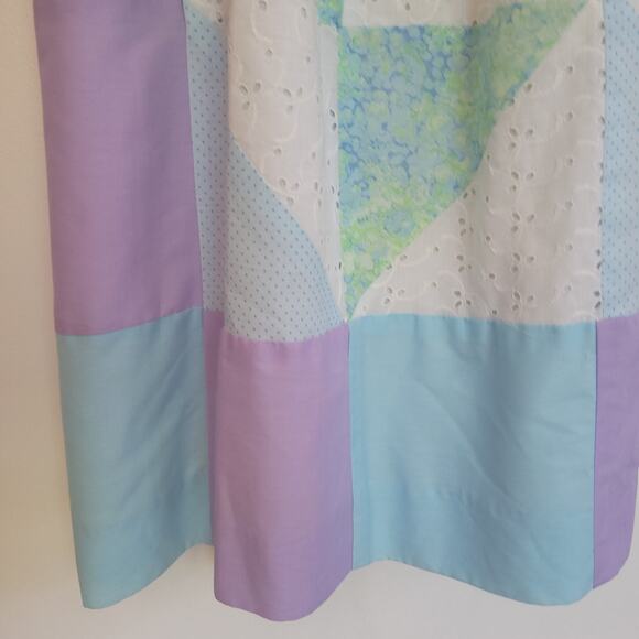 Vintage Midge Grant Patchwork Maxi Skirt Pastel Elastic Waist 60s 70s Women 8 - Picture 6 of 14